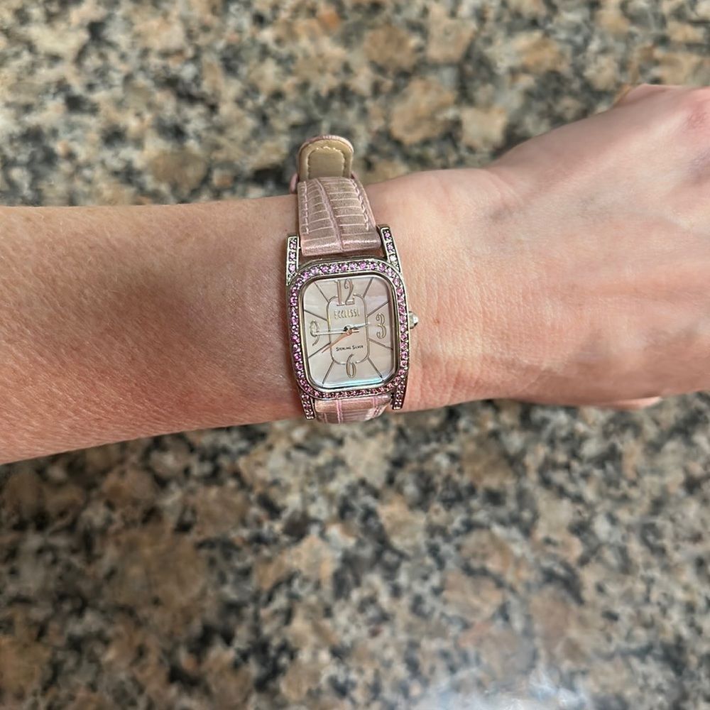 Vintage Sterling Silver Ecclissi Watch pink diamond design